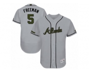 Men's Majestic Atlanta Braves #5 Freddie Freeman Grey Flexbase Authentic Collection Memorial Day MLB Jersey