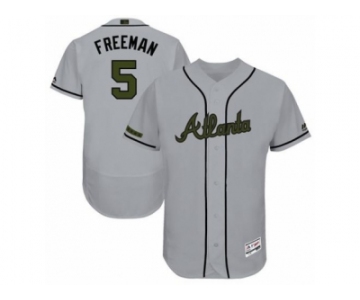 Men's Majestic Atlanta Braves #5 Freddie Freeman Grey Flexbase Authentic Collection Memorial Day MLB Jersey