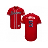 Men's Majestic Atlanta Braves #5 Freddie Freeman Red Flexbase Authentic Collection MLB Jersey