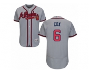 Men's Majestic Atlanta Braves #6 Bobby Cox Grey Flexbase Authentic Collection MLB Jersey