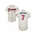 Men's Majestic Atlanta Braves #7 Gordon Beckham Cream Flexbase Authentic Collection MLB Jersey