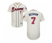 Men's Majestic Atlanta Braves #7 Gordon Beckham Cream Flexbase Authentic Collection MLB Jersey