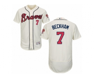 Men's Majestic Atlanta Braves #7 Gordon Beckham Cream Flexbase Authentic Collection MLB Jersey