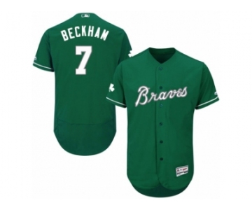 Men's Majestic Atlanta Braves #7 Gordon Beckham Green Celtic Flexbase Authentic Collection MLB Jersey