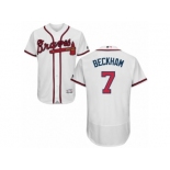 Men's Majestic Atlanta Braves #7 Gordon Beckham White Flexbase Authentic Collection MLB Jersey