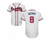 Men's Majestic Atlanta Braves #8 Bob Uecker White Flexbase Authentic Collection MLB Jersey