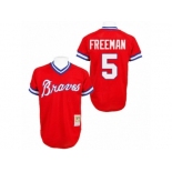 Men's Mitchell and Ness Atlanta Braves #5 Freddie Freeman Replica Red Throwback MLB Jersey