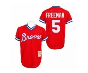 Men's Mitchell and Ness Atlanta Braves #5 Freddie Freeman Replica Red Throwback MLB Jersey