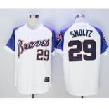 Mitchell And Ness 1973 Atlanta Braves #29 John Smoltz White Throwback Stitched Baseball Jersey