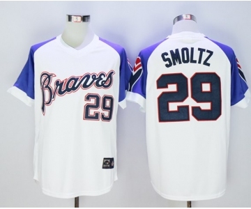 Mitchell And Ness 1973 Atlanta Braves #29 John Smoltz White Throwback Stitched Baseball Jersey