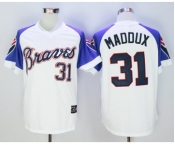 Mitchell And Ness 1973 Atlanta Braves #31 Greg Maddux White Throwback Stitched Baseball Jersey