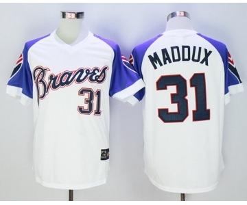 Mitchell And Ness 1973 Atlanta Braves #31 Greg Maddux White Throwback Stitched Baseball Jersey