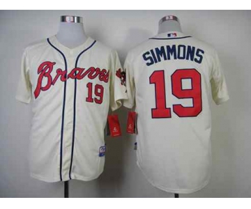 mlb jerseys atlanta braves #19 simmons cream