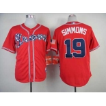 mlb jerseys atlanta braves #19 simmons red[2014 new]