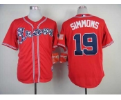 mlb jerseys atlanta braves #19 simmons red[2014 new]