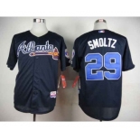 mlb jerseys atlanta braves #29 smoltz blue[hall of fame patch]