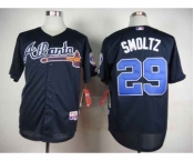 mlb jerseys atlanta braves #29 smoltz blue[hall of fame patch]