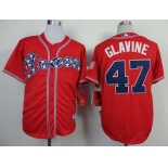 mlb jerseys atlanta braves #47 glavine red[75 th]