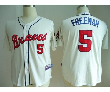 mlb jerseys atlanta braves #5 freeman cream