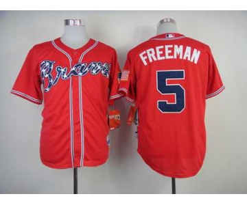 mlb jerseys atlanta braves #5 freeman red[2014 new]