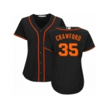 Women Majestic San Francisco Giants #35 Brandon Crawford Authentic Black Alternate Cool Base MLB Jersey