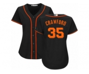 Women Majestic San Francisco Giants #35 Brandon Crawford Authentic Black Alternate Cool Base MLB Jersey