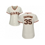 Women Majestic San Francisco Giants #35 Brandon Crawford Authentic Cream Home Cool Base MLB Jersey