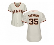 Women Majestic San Francisco Giants #35 Brandon Crawford Authentic Cream Home Cool Base MLB Jersey