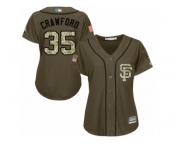 Women Majestic San Francisco Giants #35 Brandon Crawford Authentic Green Salute to Service MLB Jersey