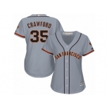 Women Majestic San Francisco Giants #35 Brandon Crawford Authentic Grey Road Cool Base MLB Jersey