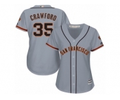 Women Majestic San Francisco Giants #35 Brandon Crawford Authentic Grey Road Cool Base MLB Jersey