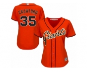 Women Majestic San Francisco Giants #35 Brandon Crawford Authentic Orange Alternate Cool Base MLB Jersey