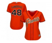 Women Majestic San Francisco Giants #48 Pablo Sandoval Authentic Orange Alternate Cool Base MLB Jersey