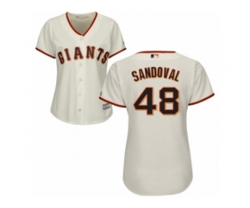 Women Majestic San Francisco Giants #48 Pablo Sandoval Replica Cream Home Cool Base MLB Jersey