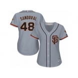 Women Majestic San Francisco Giants #48 Pablo Sandoval Replica Grey Road 2 Cool Base MLB Jersey