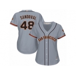 Women Majestic San Francisco Giants #48 Pablo Sandoval Replica Grey Road Cool Base MLB Jersey