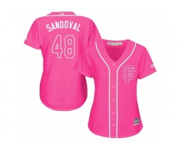 Women Majestic San Francisco Giants #48 Pablo Sandoval Replica Pink Fashion Cool Base MLB Jersey