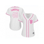 Women Majestic San Francisco Giants #48 Pablo Sandoval Replica White Fashion Cool Base MLB Jersey