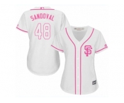 Women Majestic San Francisco Giants #48 Pablo Sandoval Replica White Fashion Cool Base MLB Jersey