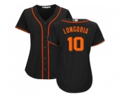 Women San Francisco Giants #10 Evan Longoria Black Alternate Stitched Baseball Jersey