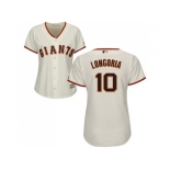 Women San Francisco Giants #10 Evan Longoria Cream Home Stitched Baseball Jersey