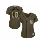 Women San Francisco Giants #10 Evan Longoria Green Salute to Service Stitched Baseball Jersey