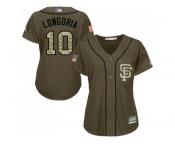 Women San Francisco Giants #10 Evan Longoria Green Salute to Service Stitched Baseball Jersey