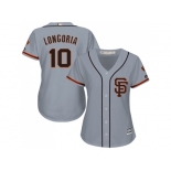 Women San Francisco Giants #10 Evan Longoria Grey Road 2 Stitched Baseball Jersey