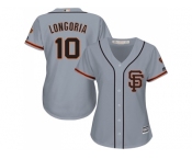 Women San Francisco Giants #10 Evan Longoria Grey Road 2 Stitched Baseball Jersey