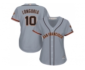 Women San Francisco Giants #10 Evan Longoria Grey Road Stitched Baseball Jersey