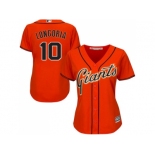 Women San Francisco Giants #10 Evan Longoria Orange Alternate Stitched Baseball Jersey