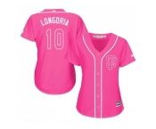 Women San Francisco Giants #10 Evan Longoria Pink Fashion Stitched Baseball Jersey