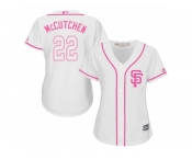 Women San Francisco Giants #22 Andrew McCutchen White Pink Fashion Stitched MLB Jersey