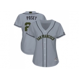 Women San Francisco Giants #28 Buster Posey Grey 2018 Memorial Day Cool Base Stitched MLB Jersey